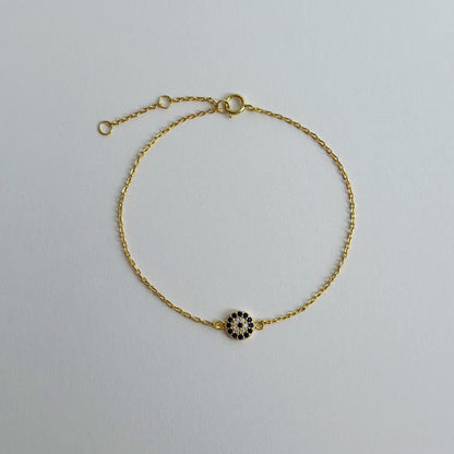 Gold pave evil eye bracelet