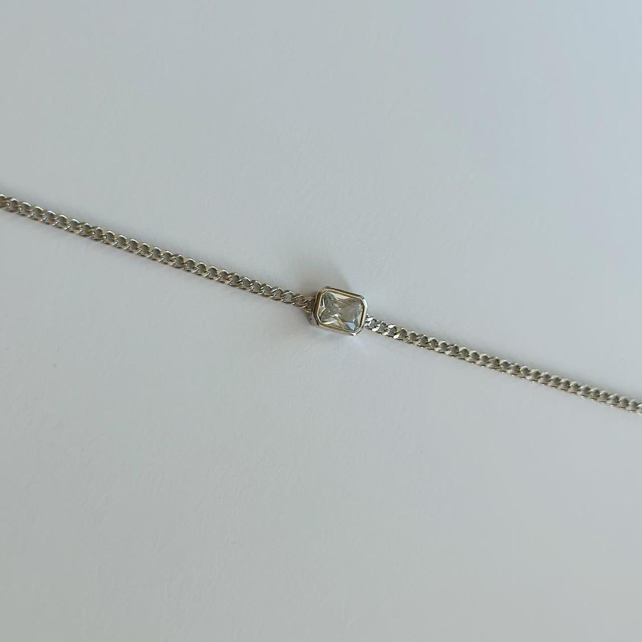 Silver gem curb chain bracelet