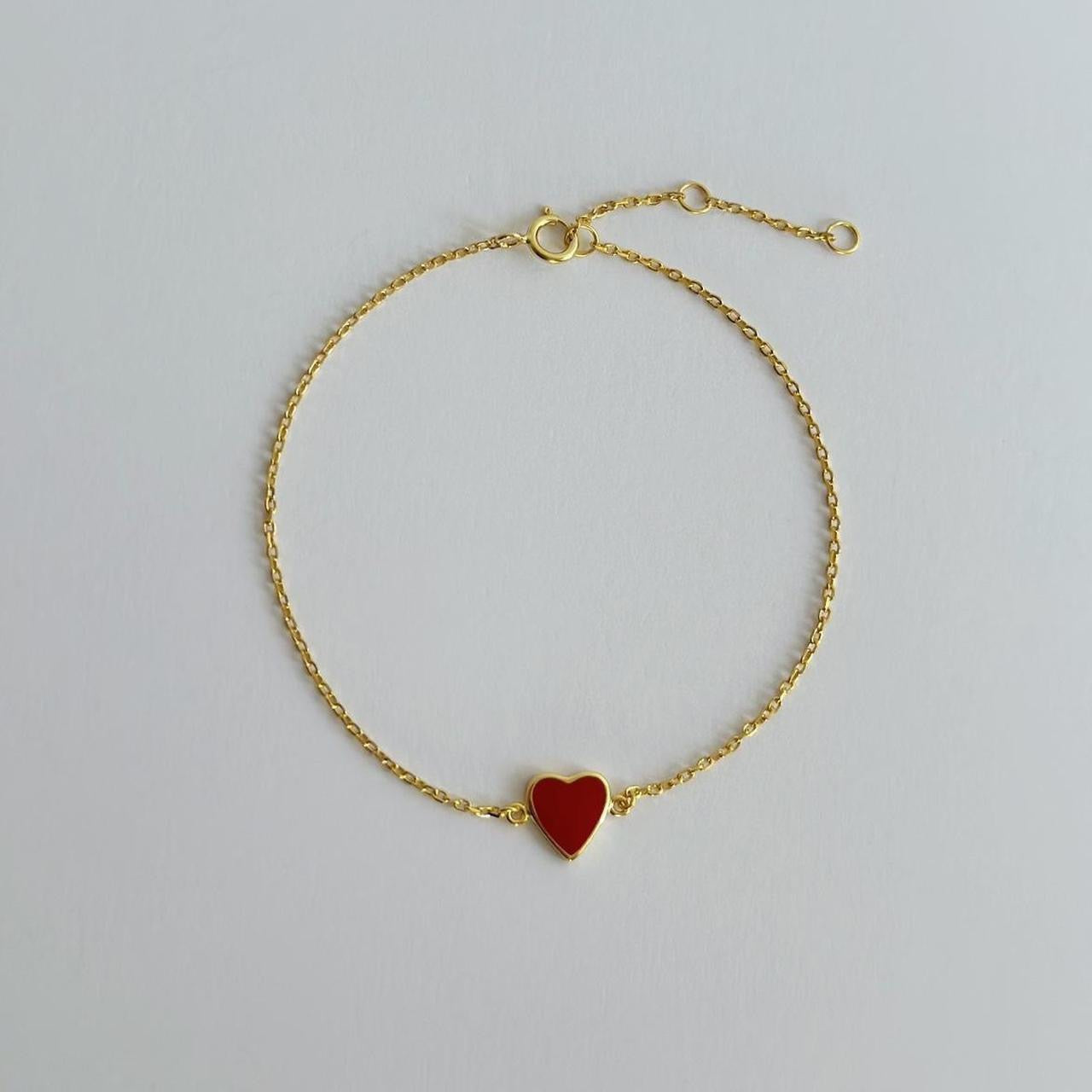 Gold enamel heart bracelet