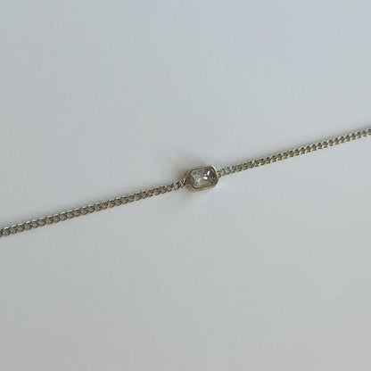 Silver gem curb chain bracelet