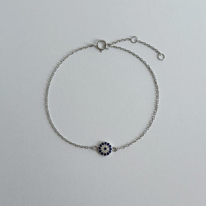 Silver pave evil eye bracelet