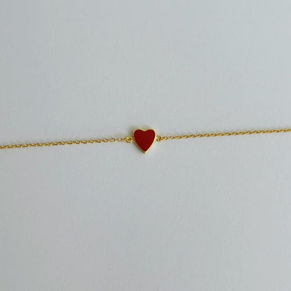 Gold enamel heart bracelet