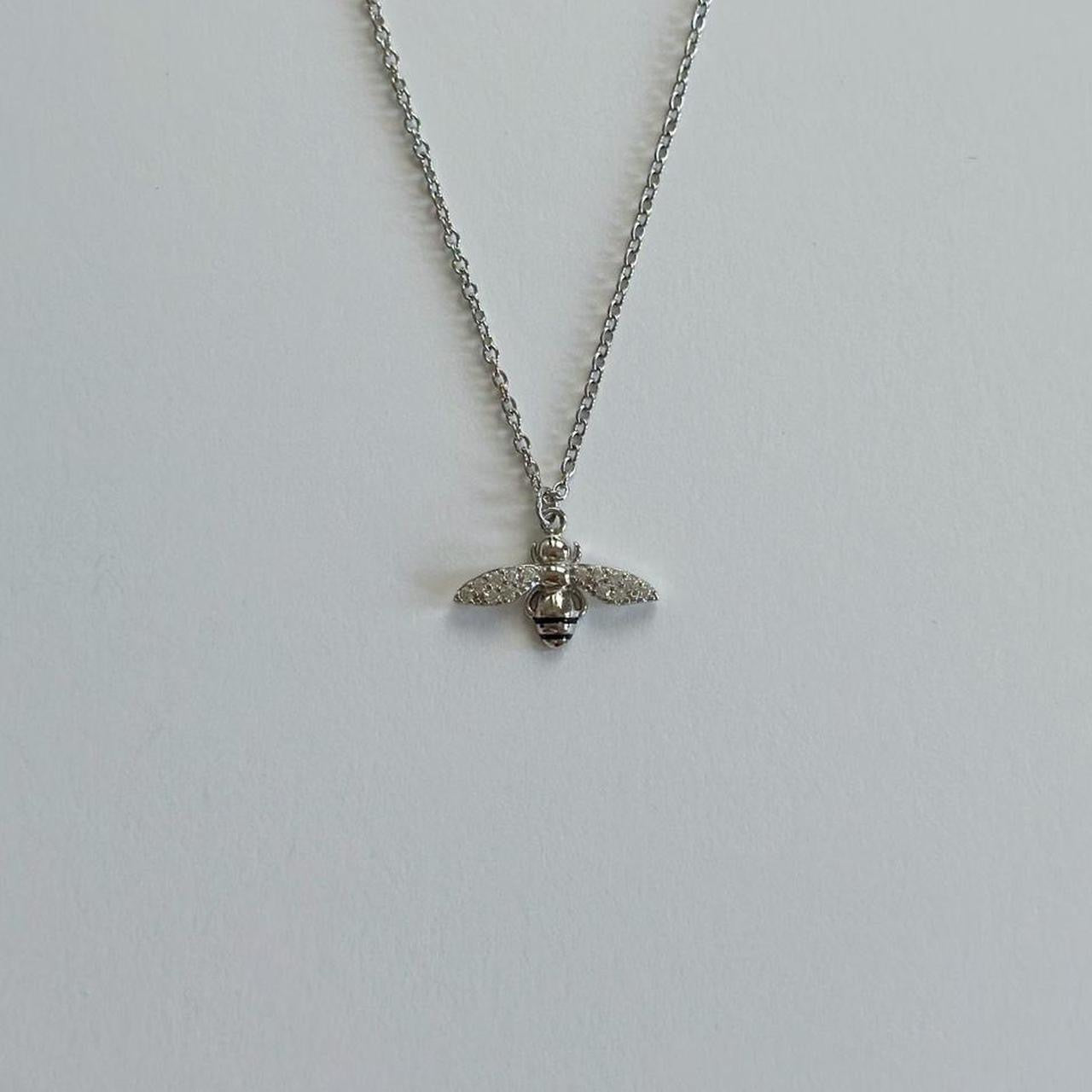 Silver bumble bee necklace