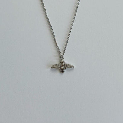 Silver bumble bee necklace