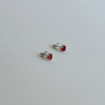 Silver heart stud earrings