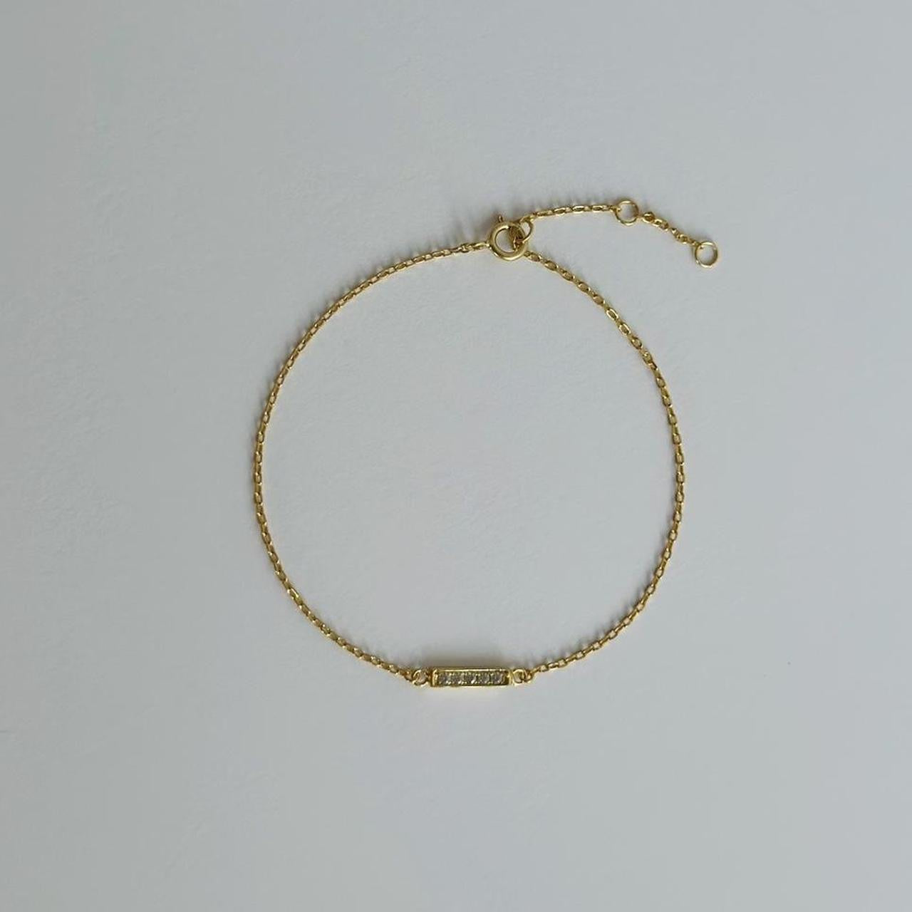 Gold dainty pave chain bracelet