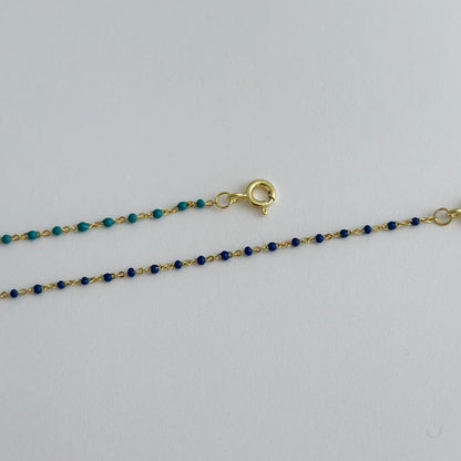 Gold pave evil eye turquoise enamel bracelet