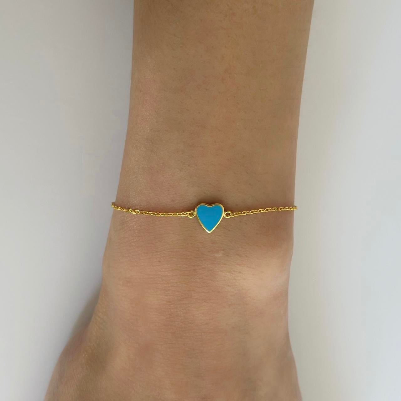 Gold enamel heart bracelet