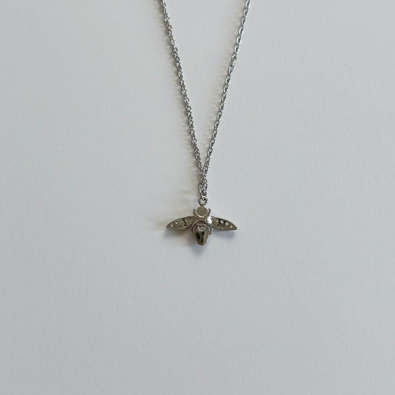 Silver bumble bee necklace