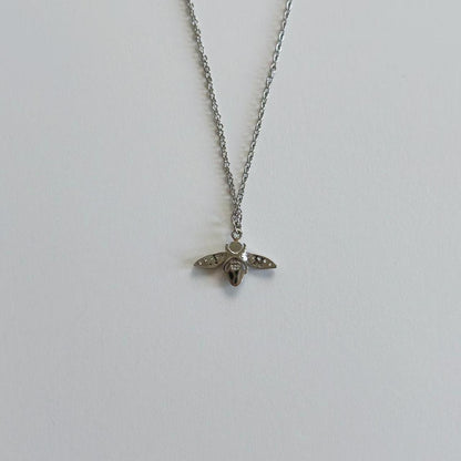 Silver bumble bee necklace