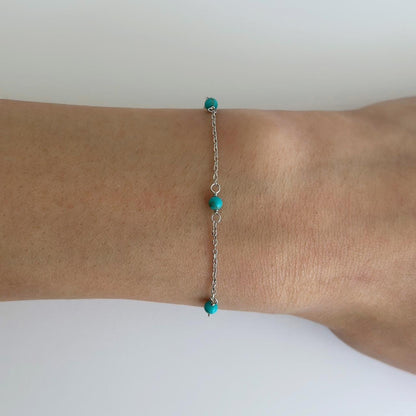 Silver turquoise bead bracelet