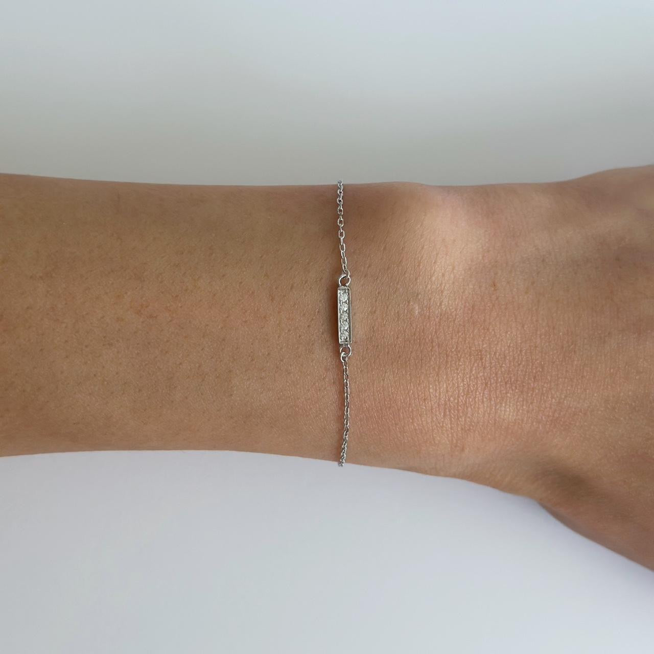 Silver dainty pave chain bracele