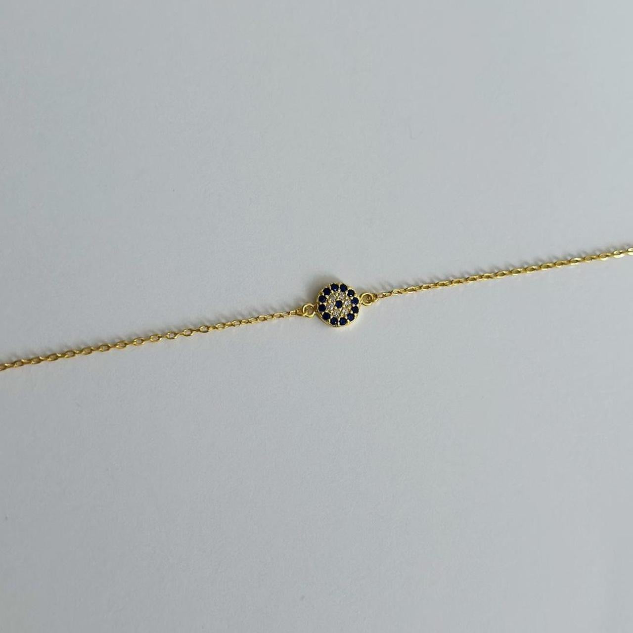 Gold pave evil eye bracelet