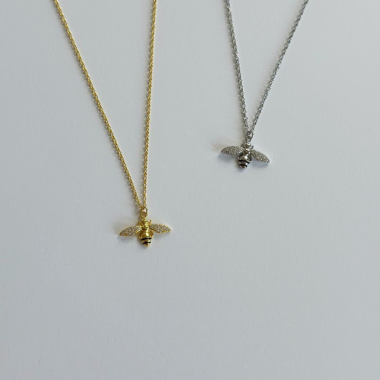 Silver bumble bee necklace