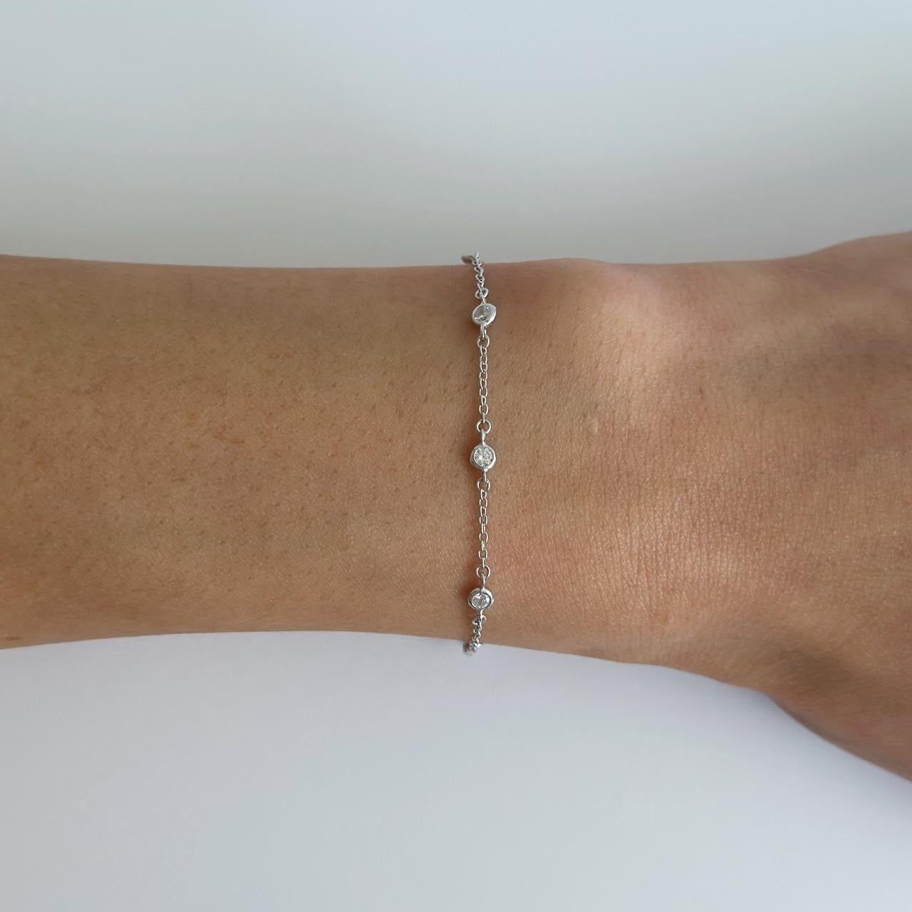 Silver dainty stone bracelet