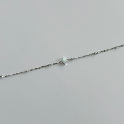 Silver diamond opal bracelet