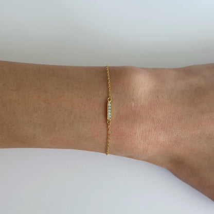 Gold dainty pave chain bracelet