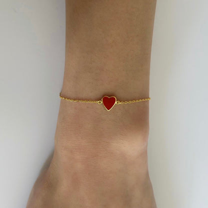 Gold enamel heart bracelet