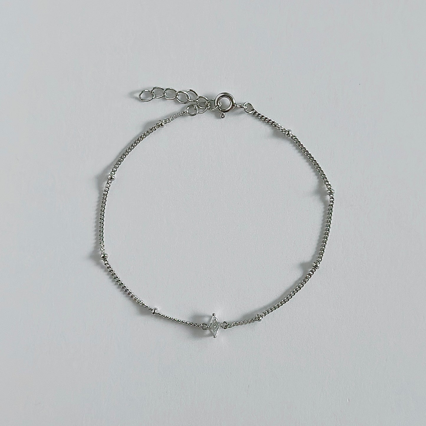 Silver diamond gem bracelet