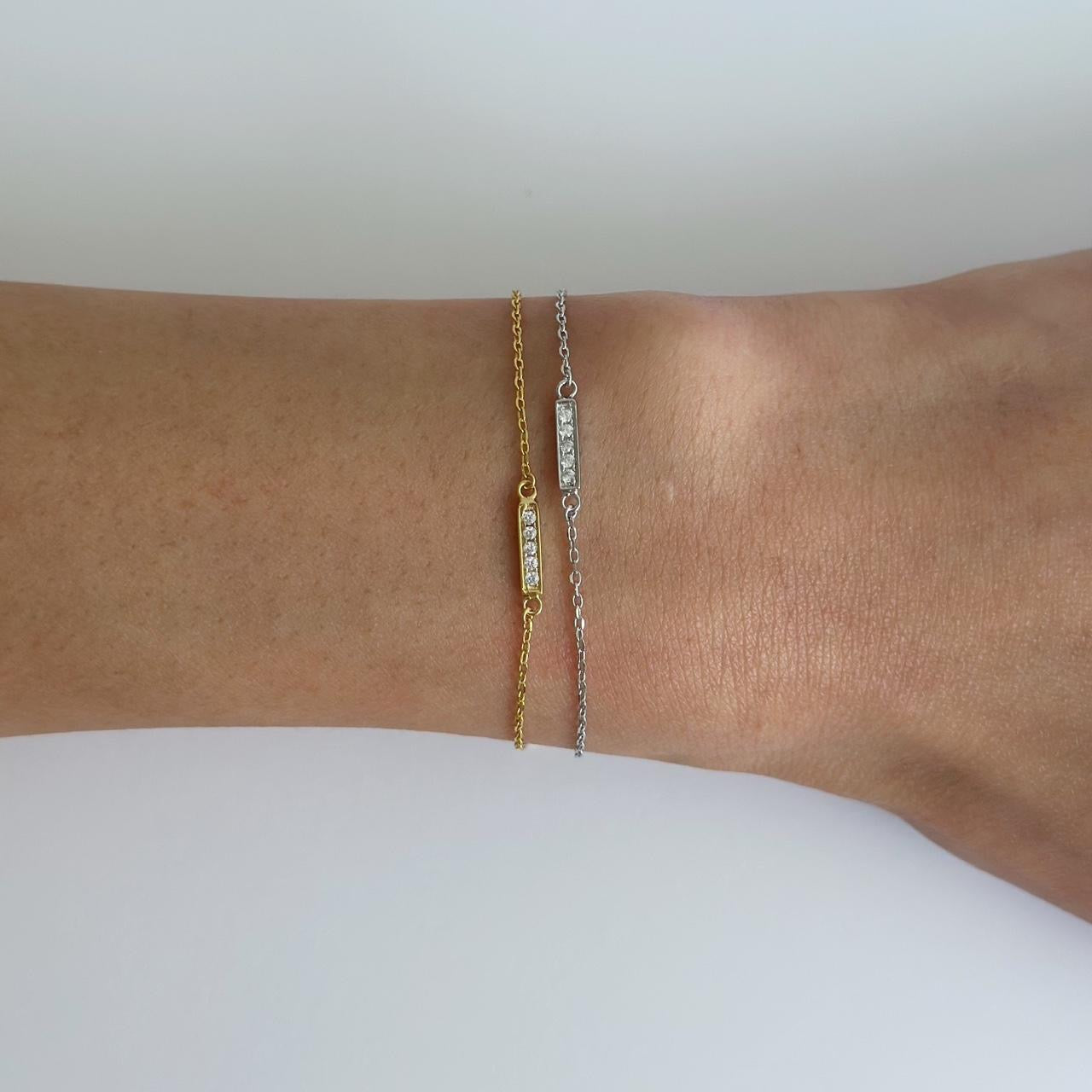 Gold dainty pave chain bracelet