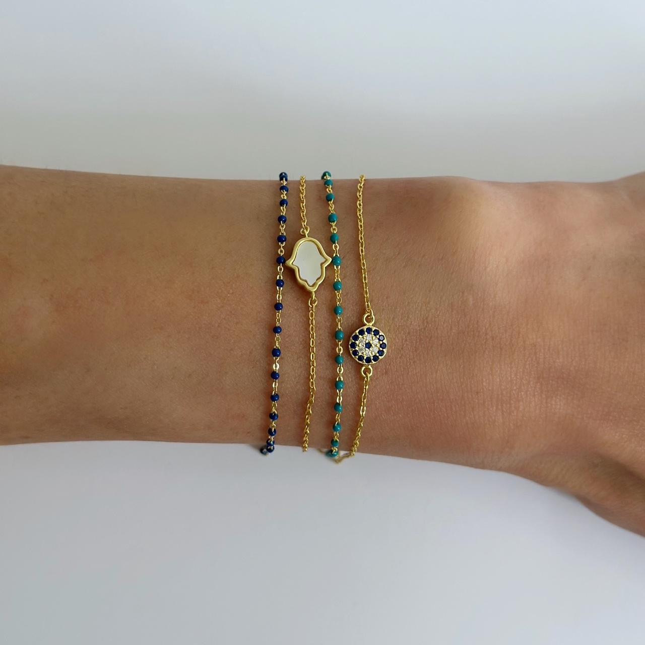 Gold pave evil eye bracelet