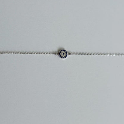 Silver pave evil eye bracelet