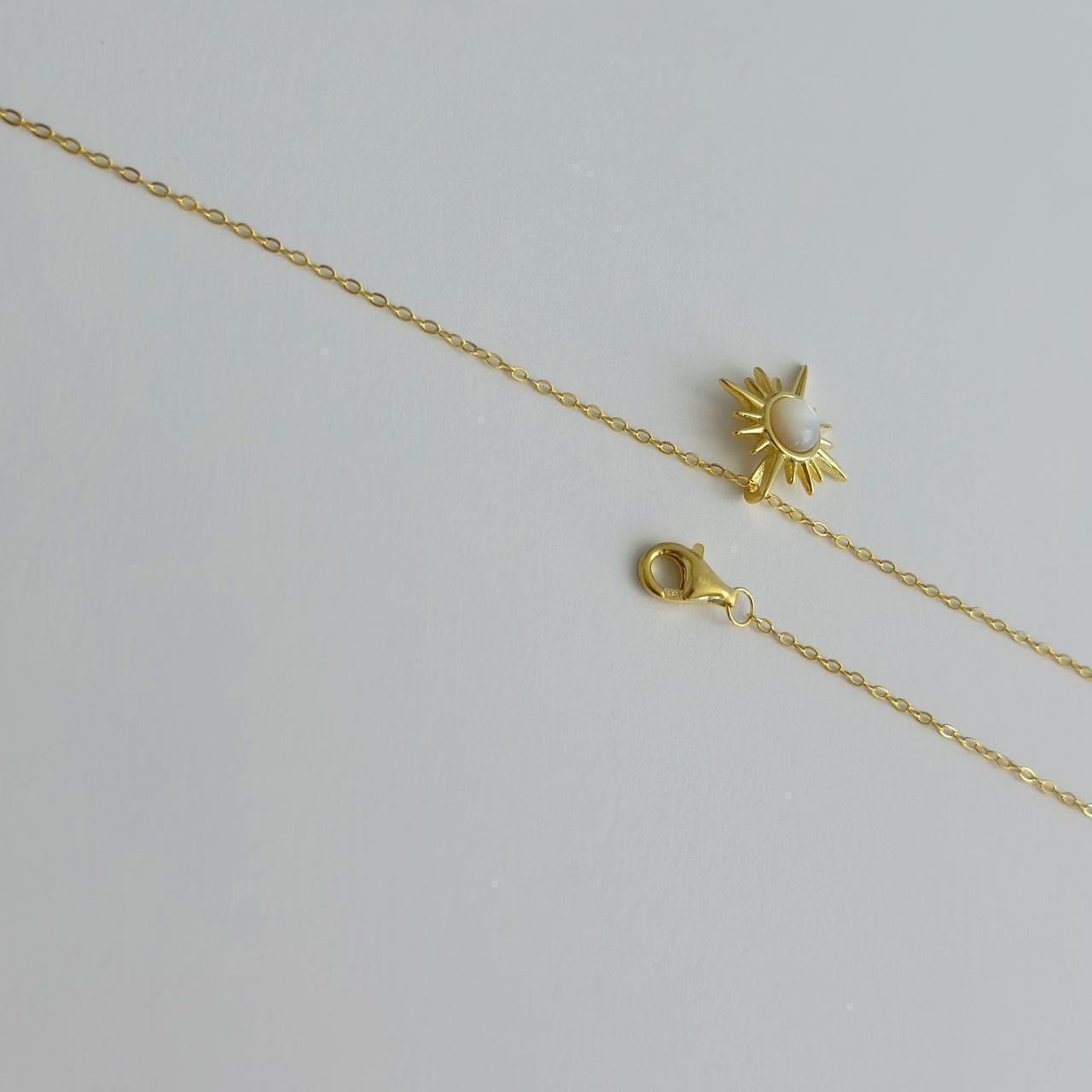 Gold moonstone sun necklace