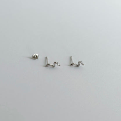 Silver snake stud earrings