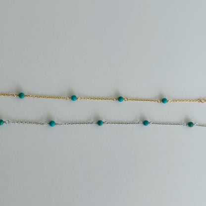 Silver turquoise bead bracelet