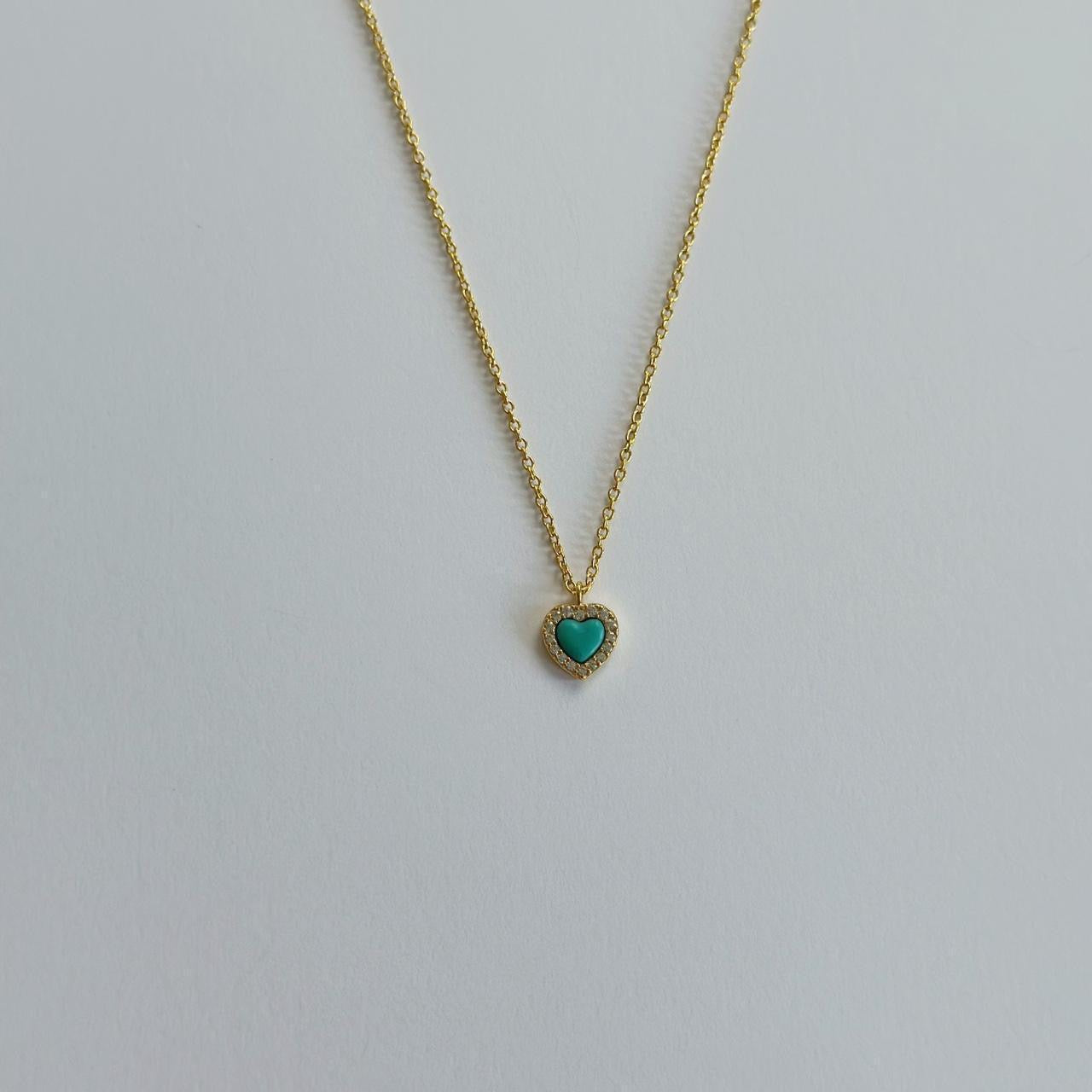 Gold turquoise heart necklace