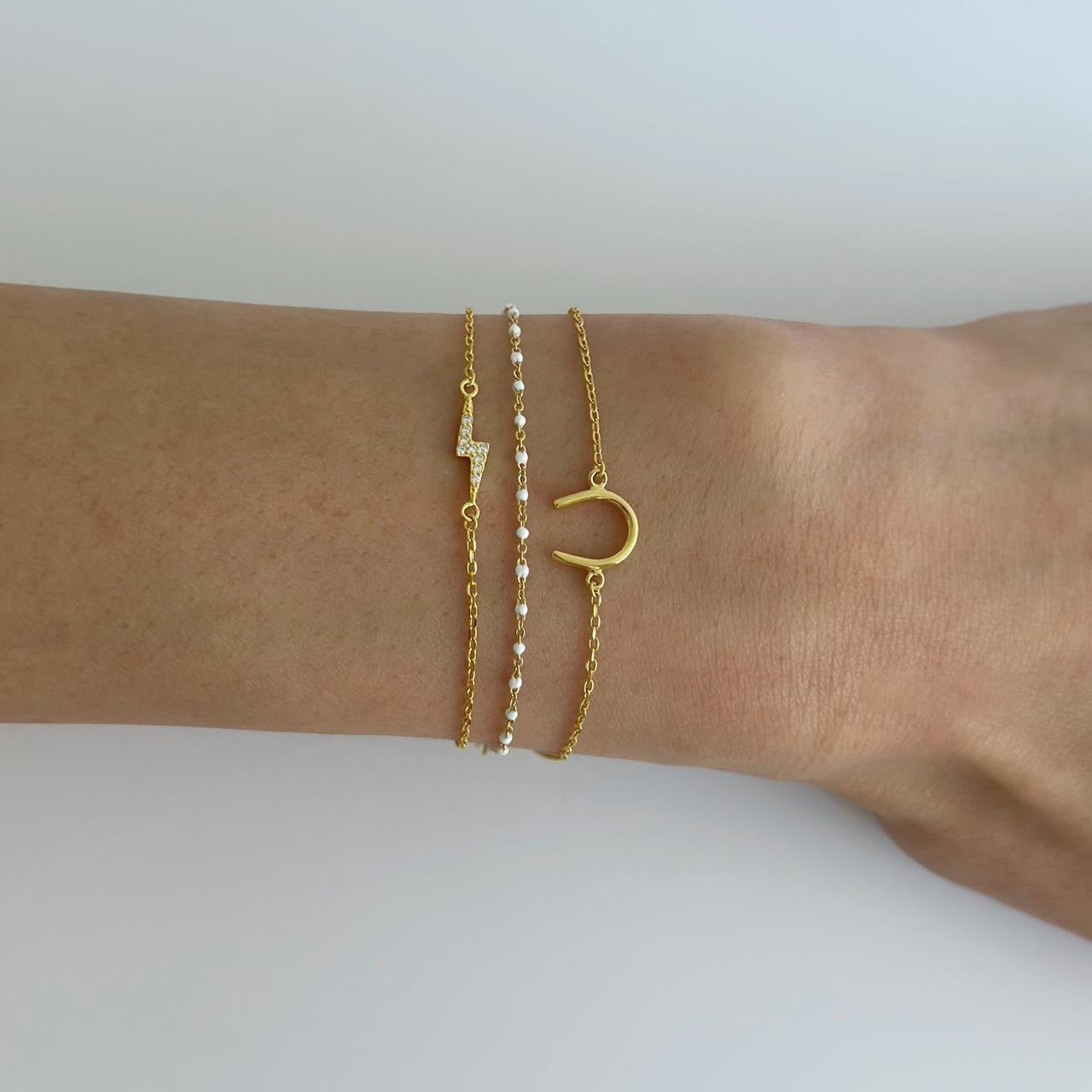 Gold pave thunder bracelet