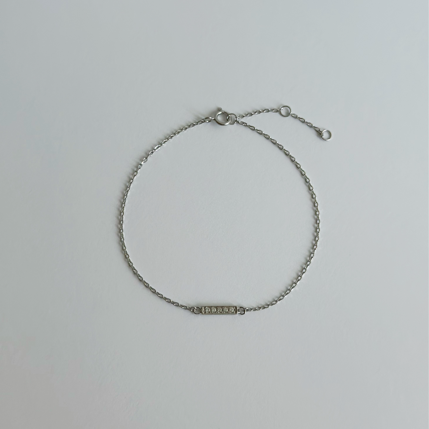 Silver dainty pave chain bracele