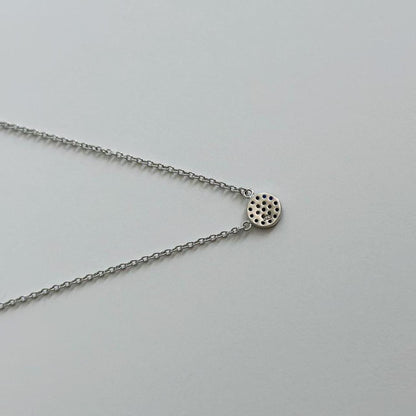 Silver evil eye pave necklace