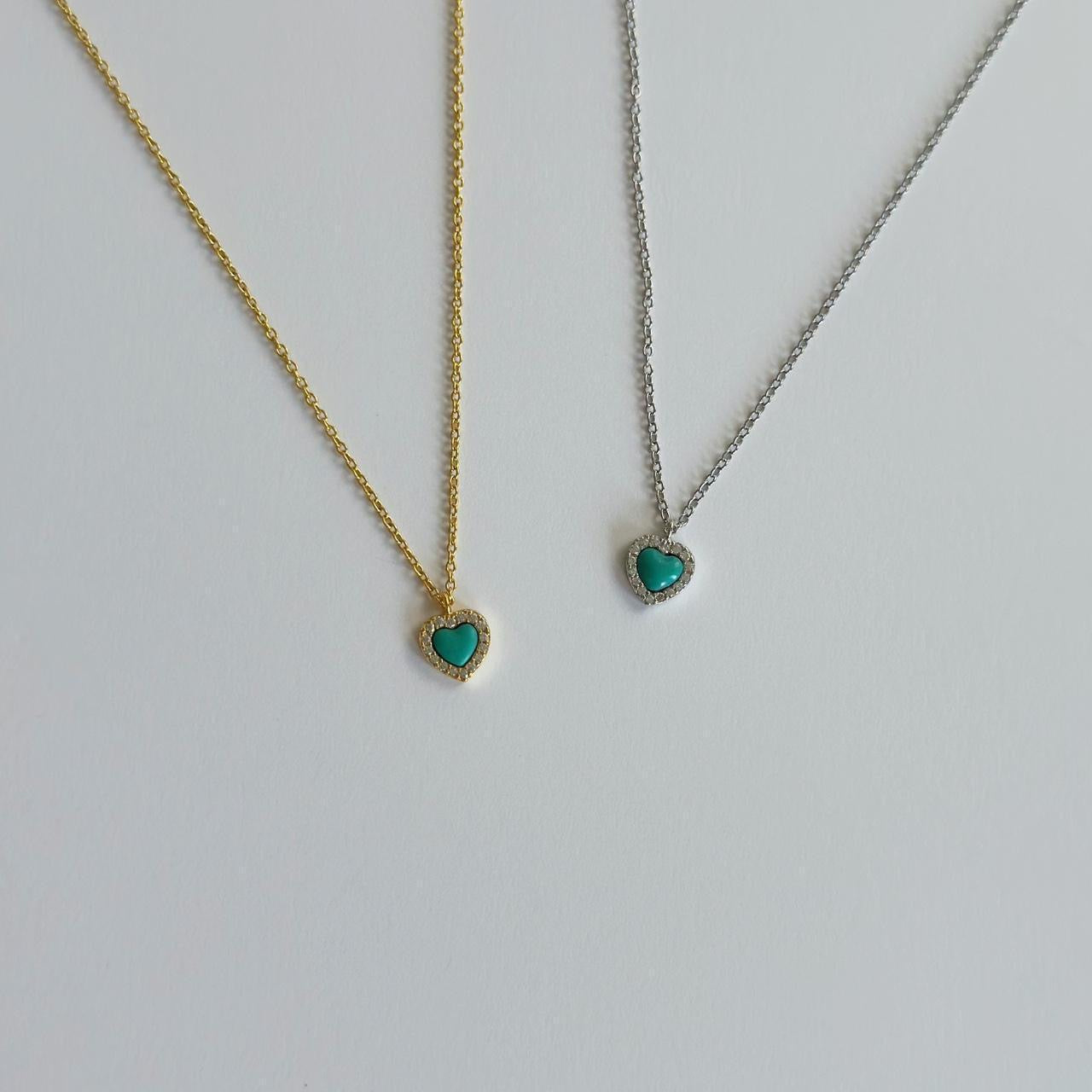 Gold turquoise heart necklace