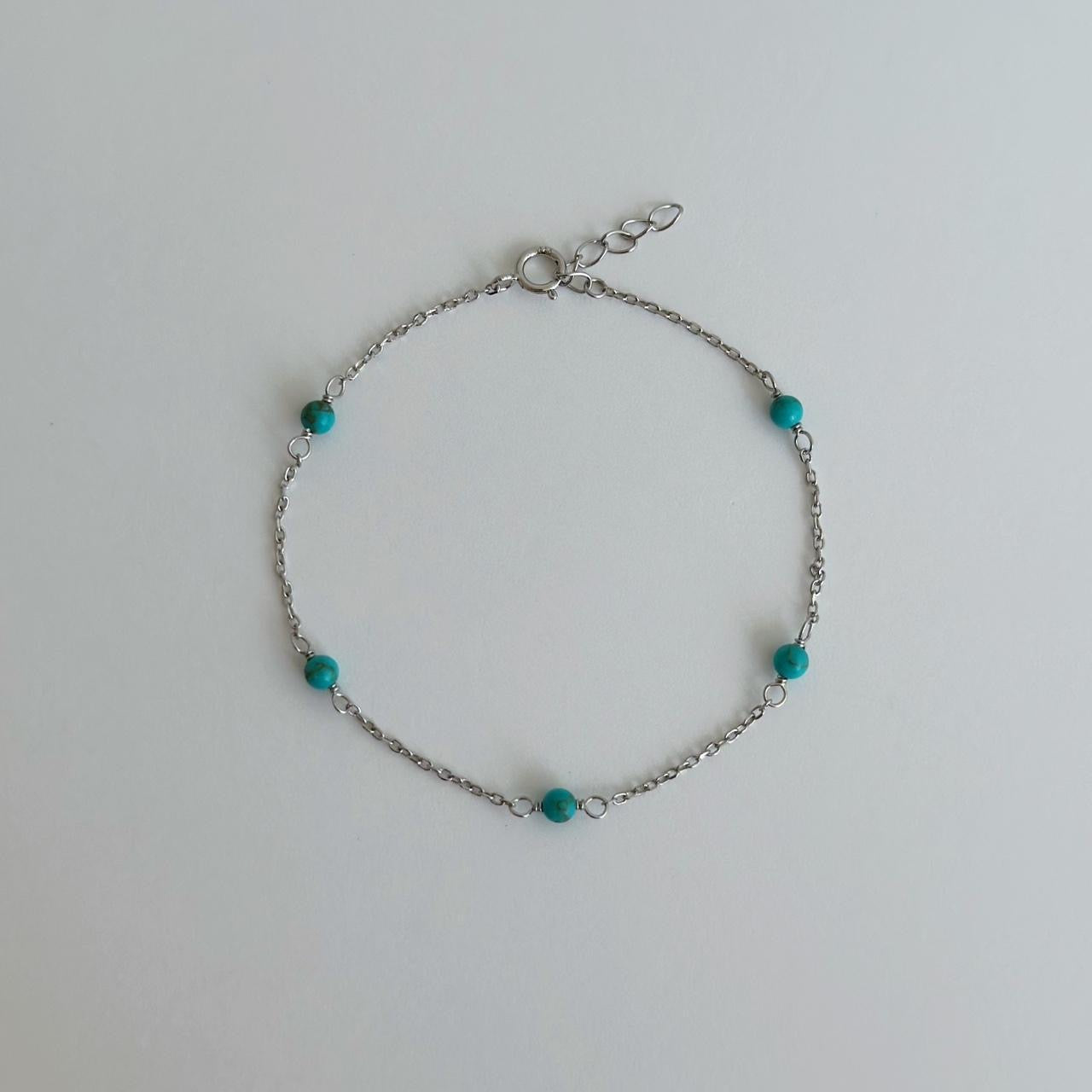 Silver turquoise bead bracelet