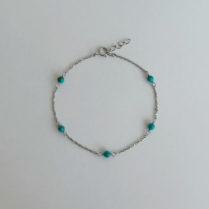 Silver turquoise bead bracelet