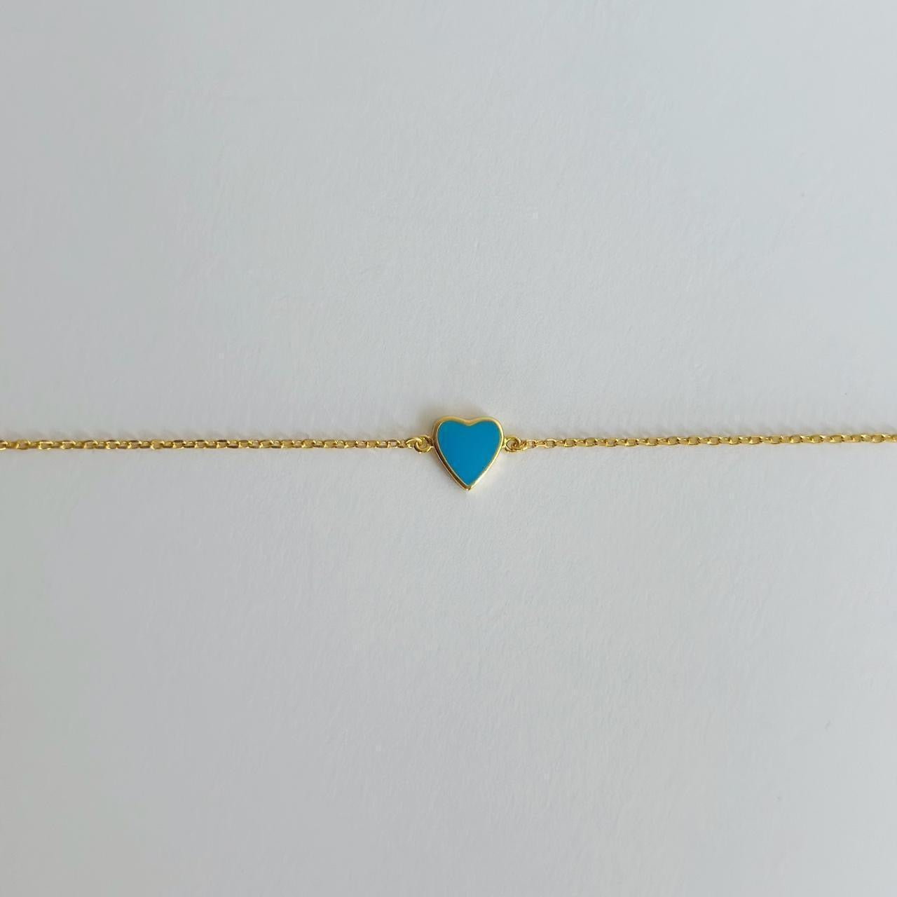 Gold enamel heart bracelet