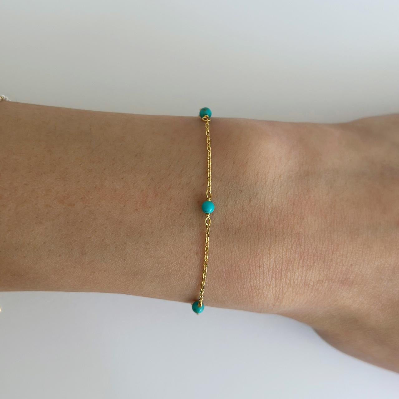 Gold turquoise bead bracelet