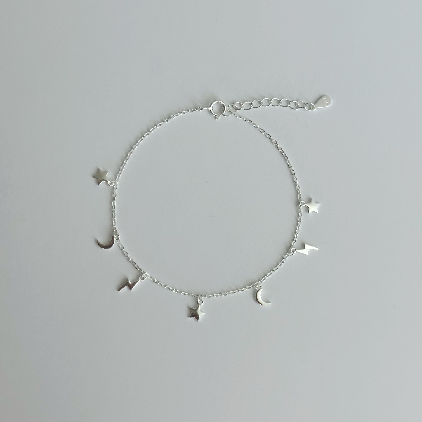 Silver night charm bracelet