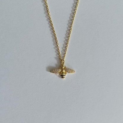 Gold bumble bee necklace