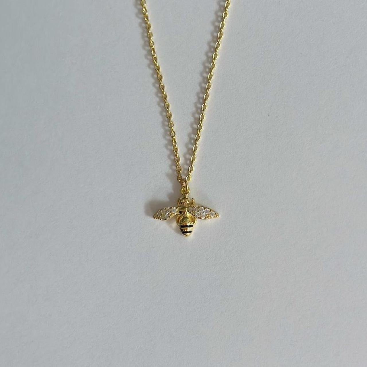 Gold bumble bee necklace