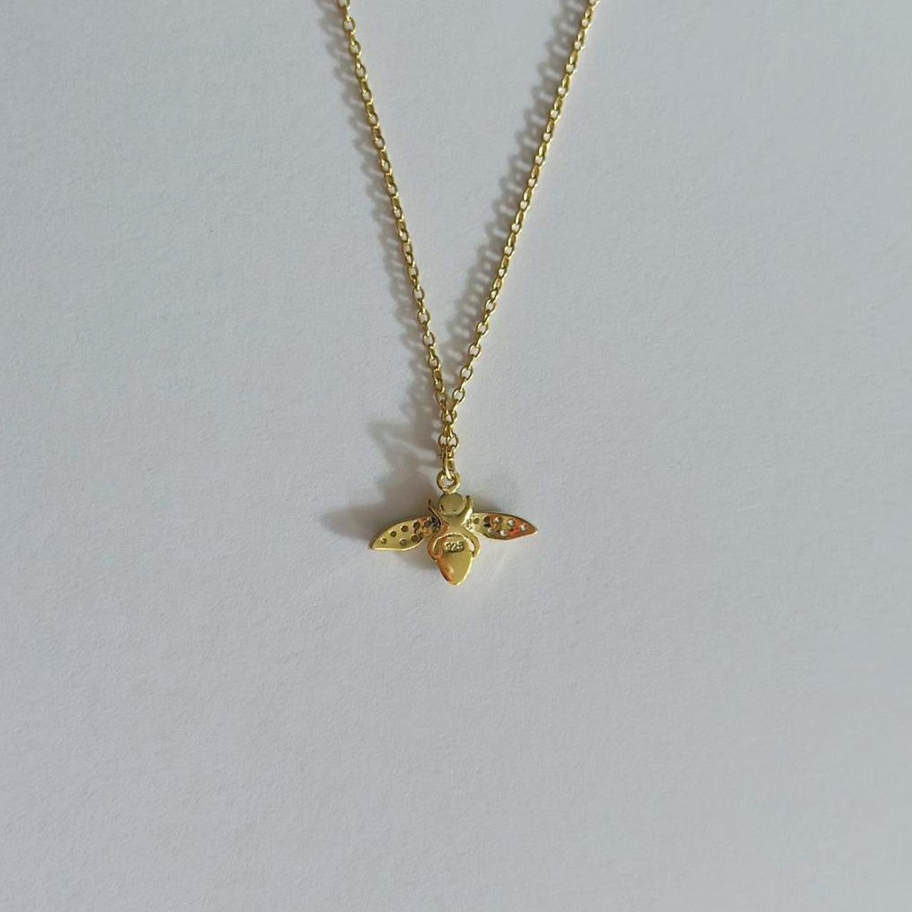 Gold bumble bee necklace