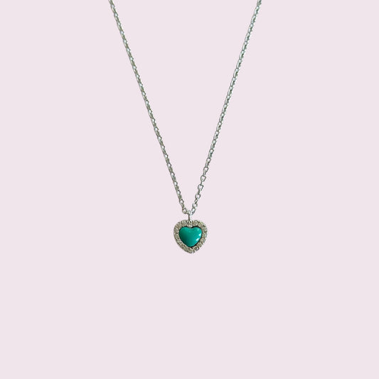 Silver turquoise heart necklace