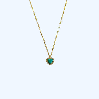 Gold turquoise heart necklace