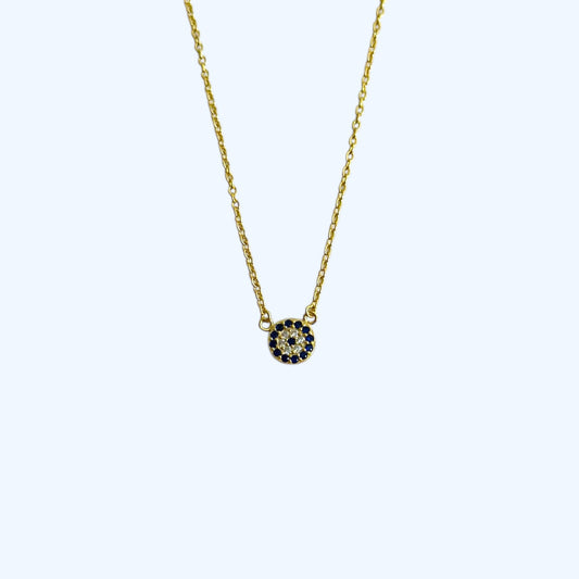 Gold evil eye pave necklace