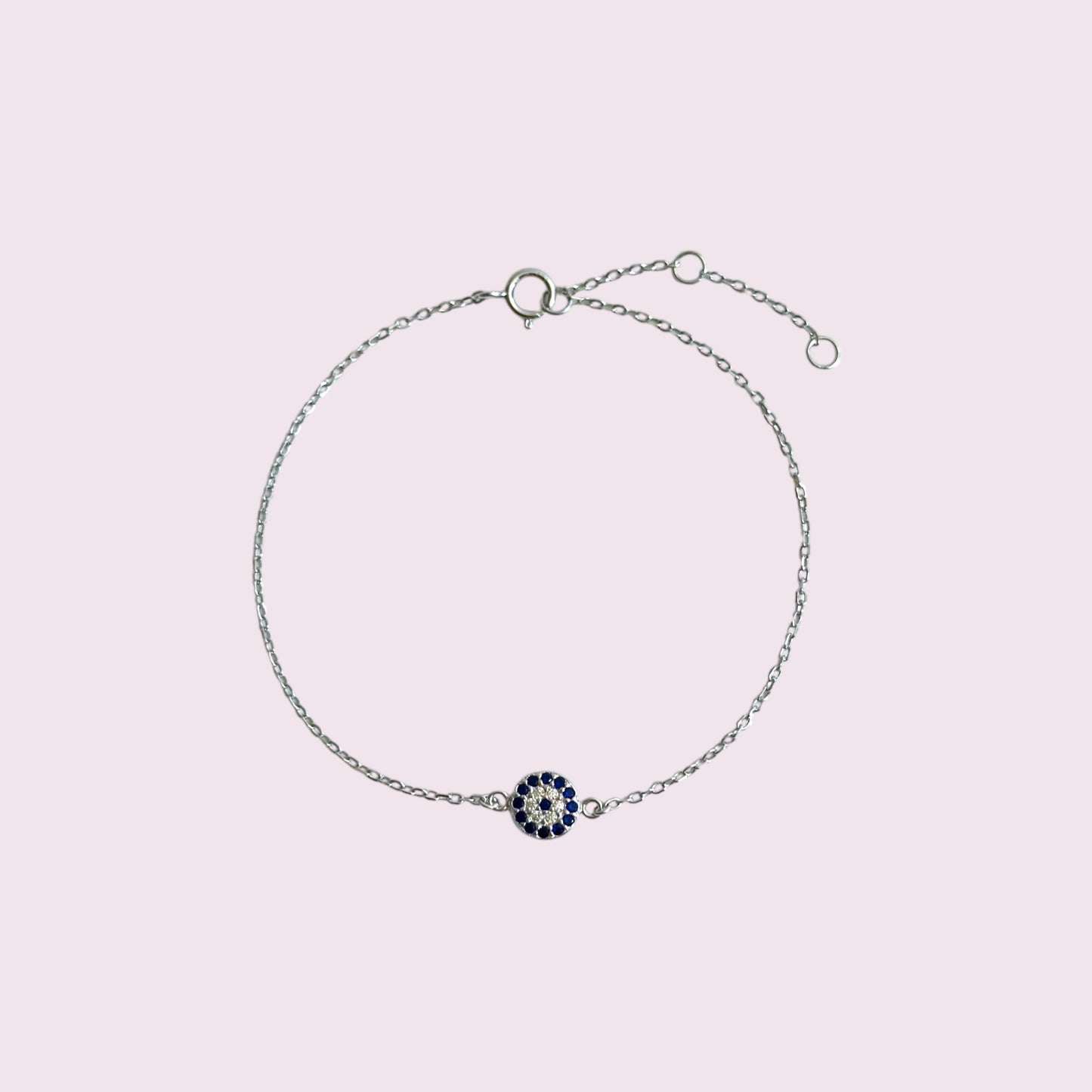 Silver pave evil eye bracelet