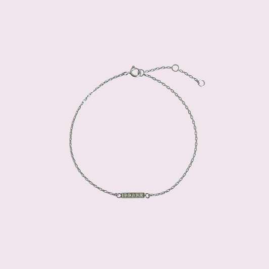 Silver dainty pave chain bracele