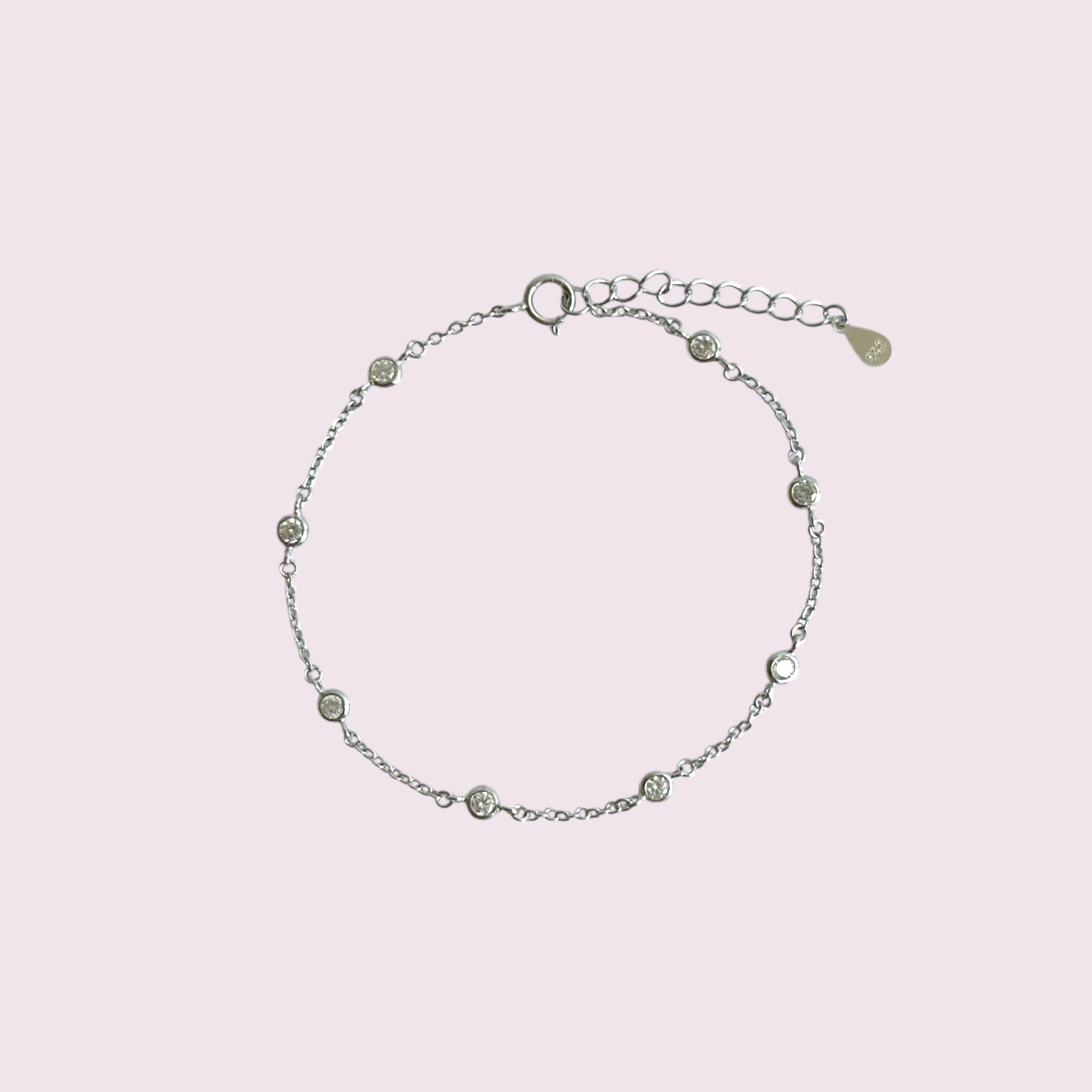 Silver dainty stone bracelet