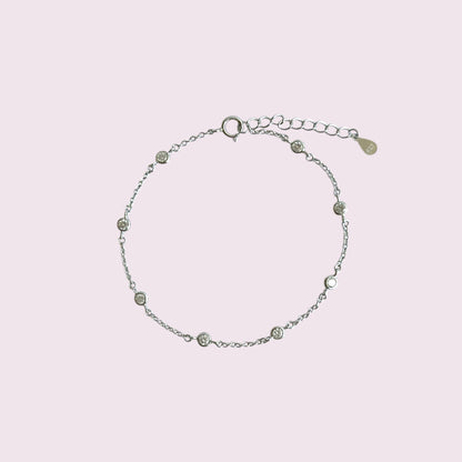 Silver dainty stone bracelet