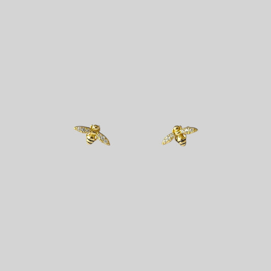 Gold bumble bee earrings